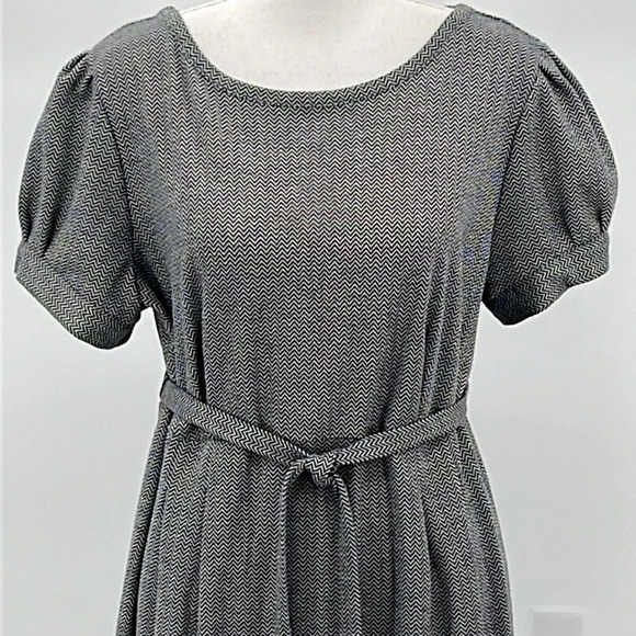 Liz Lange Maternity For Target Chevron Knee Length Dress Belted - Size Large - Picture 2 of 6